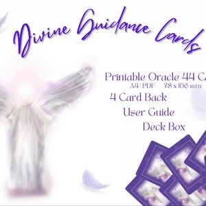 Goddelijke begeleidingskaarten/digitale orakelkaarten met deckbox en gebruikershandleiding/44 kaarten/A4/PDF/Instant Download/Witchy printbaar deck