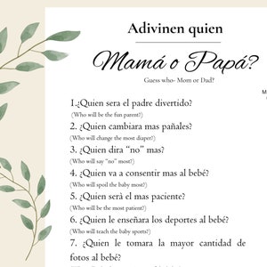 Babyshowerspel in het Spaans fiesta de baby shower Juego de baby shower en español DOWNLOAD EN PRINT Minimalistisch babyshowerspel