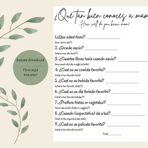 Babyshowerspel in het Spaans fiesta de baby shower en español DOWNLOAD EN PRINT Minimalistisch babyshowerspel juego de babyshower