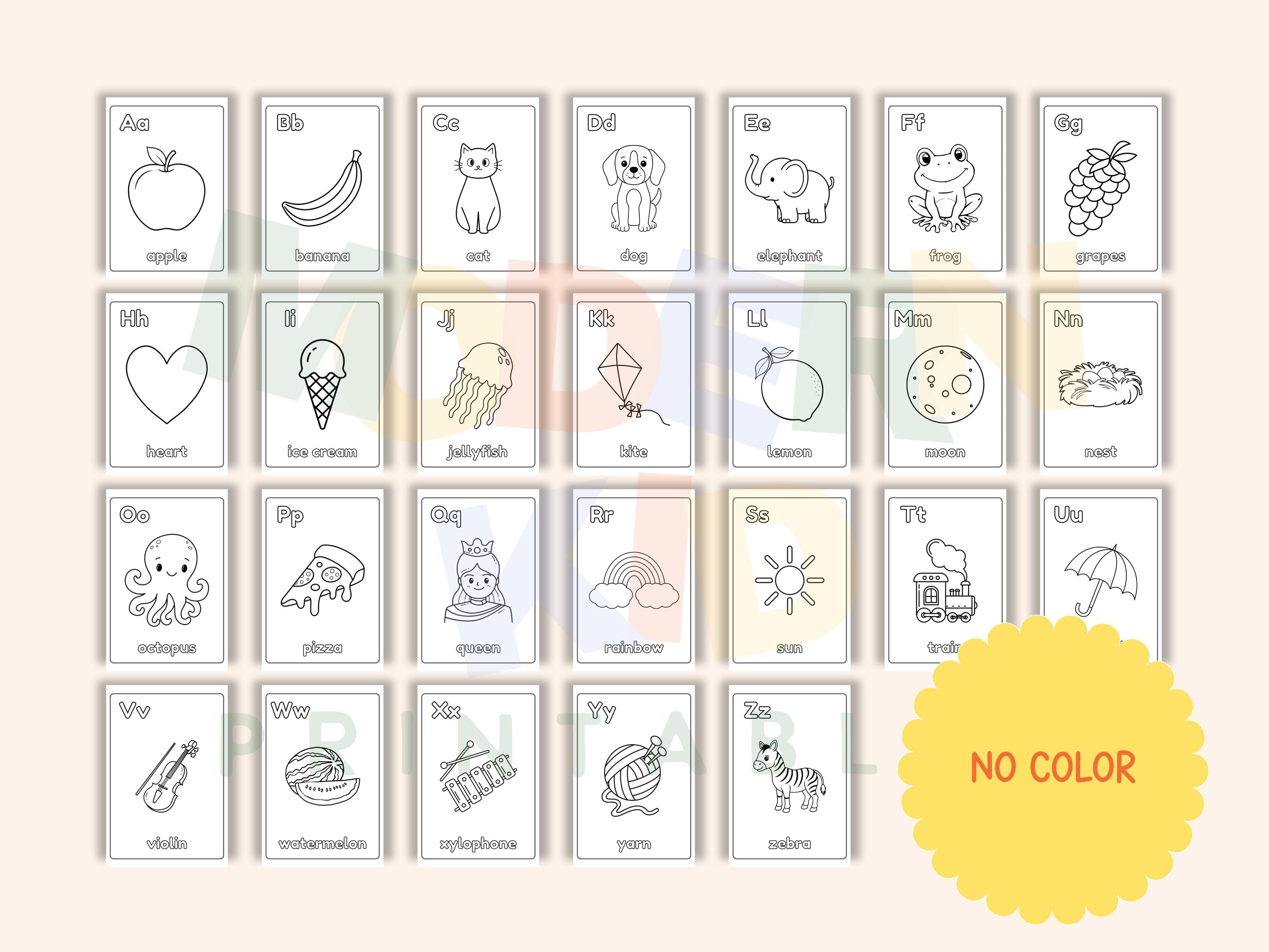 ABC Alphabet Flash Cards Colored Uppercase Lowercase Kids Printable ...