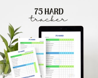 75 Tracker-sjabloon voor harde trainingen | Doelplanner, welzijnsplanner, gewoontetracker