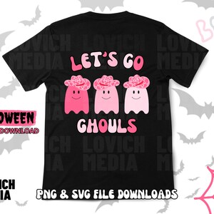 Let&#39;s Go Ghouls Halloween Shirt, Cute Groovy Halloween Shirt, Pink Halloween, Women&#39;s Halloween Shirt, Retro Halloween Shirt