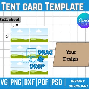 Modèle de marque-places pour tente, Svg de marque-page pour tente, modèle de marque-page imprimable, enseignes de tente, modèle de marque-page plié, marque-places, toile modifiable.