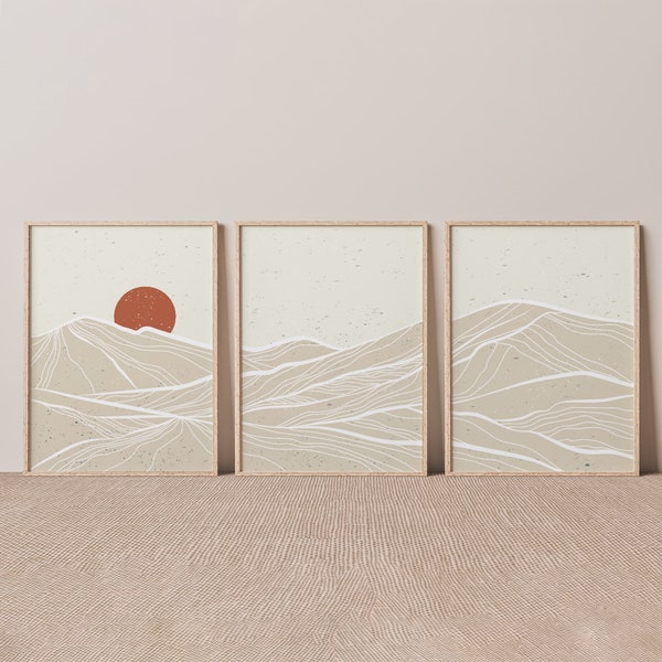 Japandi Wall Art | Triptych Wall Art | Panoramic Wall Art | Digital Art Download | 3 Piece Wall Art | Japandi Art | Japandi Decor