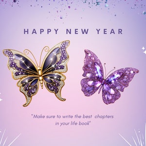 3D Purple Sparkling Butterflies Clip Art