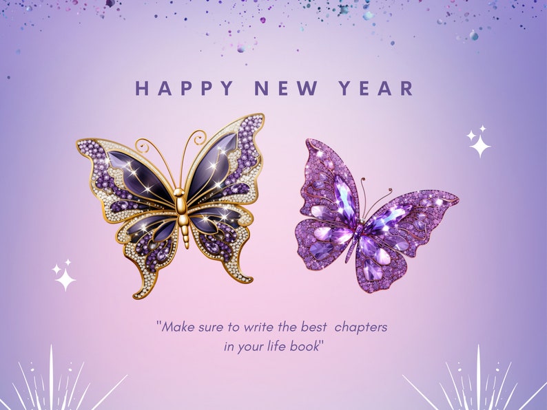 3D Purple Sparkling Butterflies Clip Art
