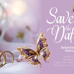 3D Purple Sparkling Butterflies Clip Art