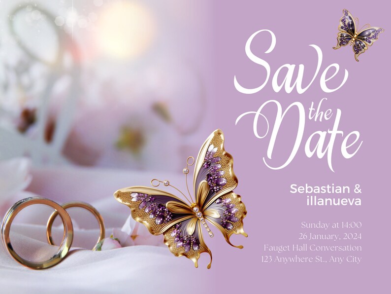 3D Purple Sparkling Butterflies Clip Art