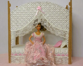 Barbie 1982 Dream Bed With Canopy. VGC Almost Complete. Missing Paper Accessories. Extra Pillow Included. doll Not Included Etsy