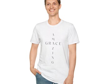 Grace Vertical Text T-Shirt | Christian Faith Typography Tee