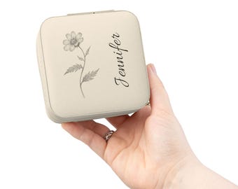 Personalized Bridesmaid Jewelry Travel Case, Floral UV Print