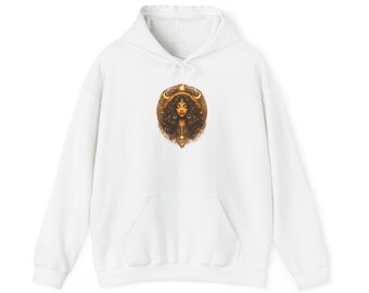 Earth Goddess Portrait Hoodie | Brown Gold Sun Halo