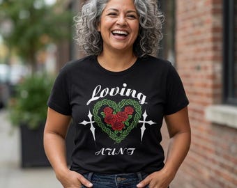 Liebevolle Tante Rose Herz Tee | Florales Herz Grafik Shirt