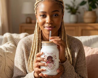 Graviertes Trinkglas, Mutter-Kind-Herz-Blumenkunst, glückliches Muttertagsgeschenk