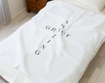 Grace Christian Cross Blanket | Velveteen Plush Throw