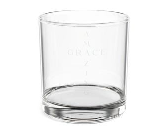 Engraved Whiskey Rocks Glass | Grace Motif, 10.5oz