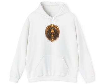 Earth Goddess Portrait Hoodie | Black Woman Art, Gold Halo, Natural Hair