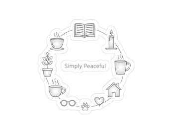 One-Line Cozy Icons Sticker | minimalist single continuous line illustration, scandi line art