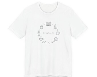 Minimal One-Line Home Icons T-Shirt | Single Continuous Line Illustration, Scandi Line Art