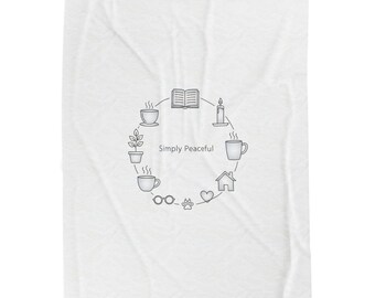 Simply Peaceful one-line art Velveteen Blanket | minimalist single continuous line illustration, scandi line icons