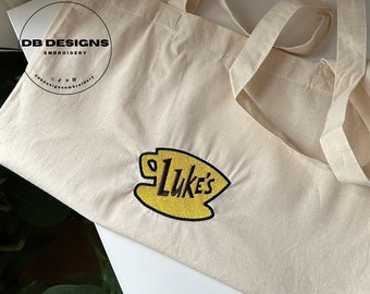 Embroidered Tote Bag: Luke's Coffee, 100% Cotton