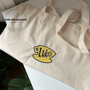Bolsa de mano bordada: Luke's Coffee, 100 % algodón