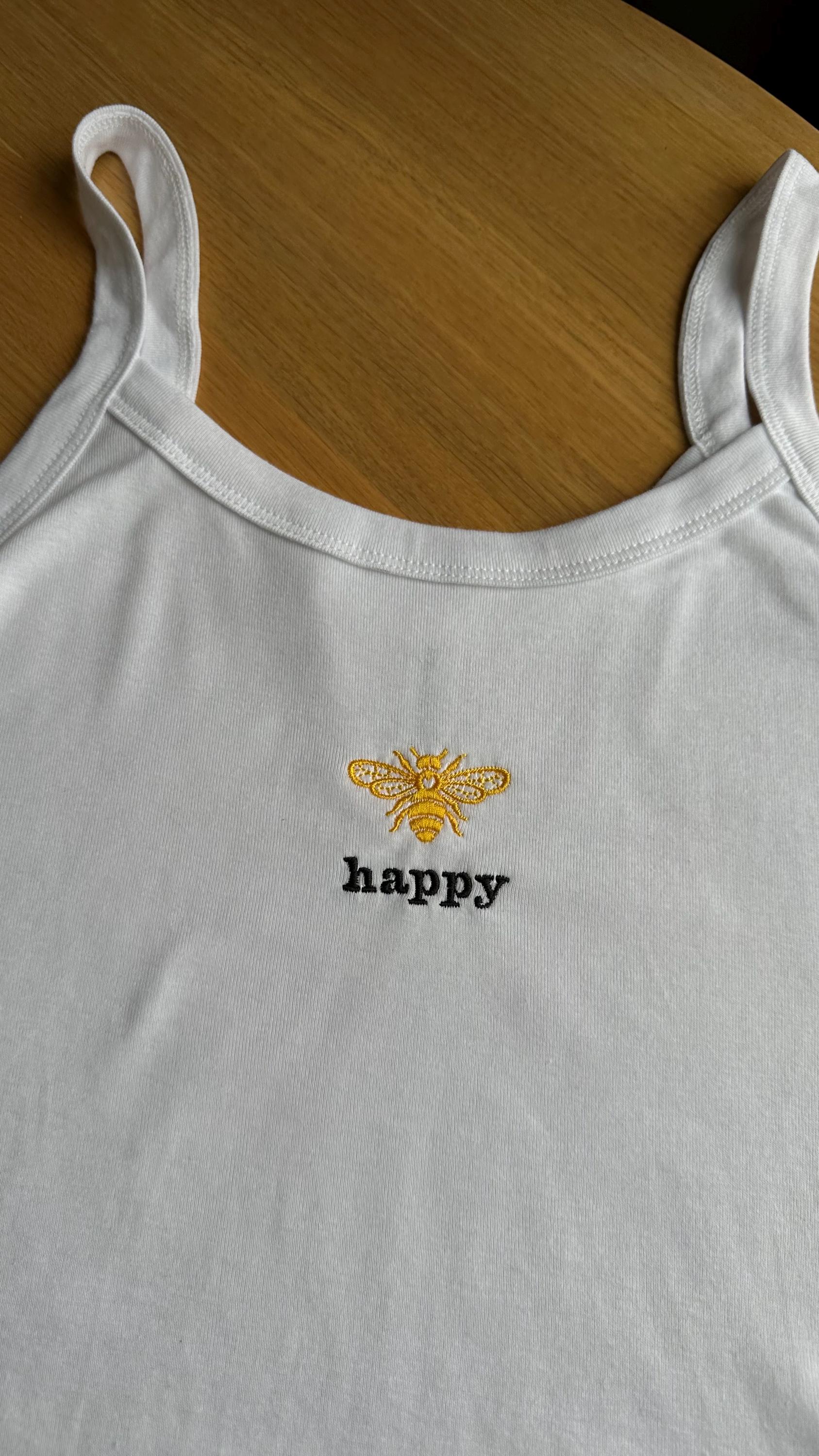 bee様へ♥5/18 プルズ Embroidered Bee Cropped Tank Top: Be Happy - Etsy