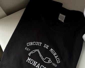 Monaco Grand Prix Embroidered T-Shirt: F1 Fan Gift