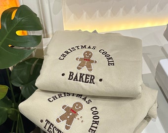 Felpa con biscotti di Natale ricamati: maglione natalizio per coppie