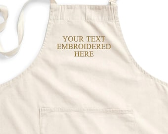 Custom Embroidered Cotton Apron, 100% Cotton, Deep Pocket, Funny Slogan Embroidered Apron, Birthday Gift, Fun Gift Ideas