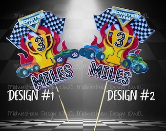 Customizable Monster Truck Cake Topper: Birthday Party Decor