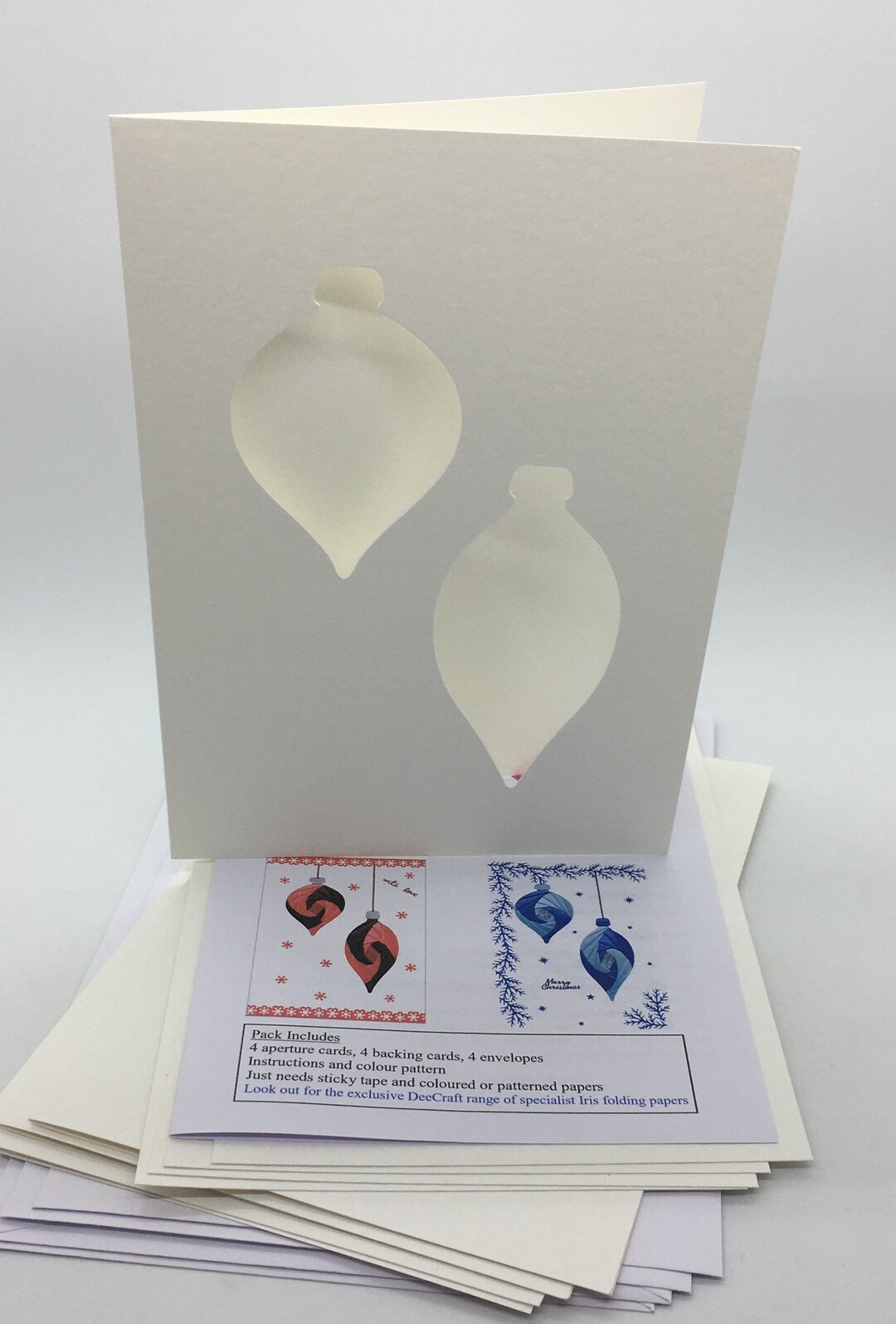 Iris Folding Craft Card Pack XMAS BAUBLES 2 Christmas X 4 C5 Size With ...