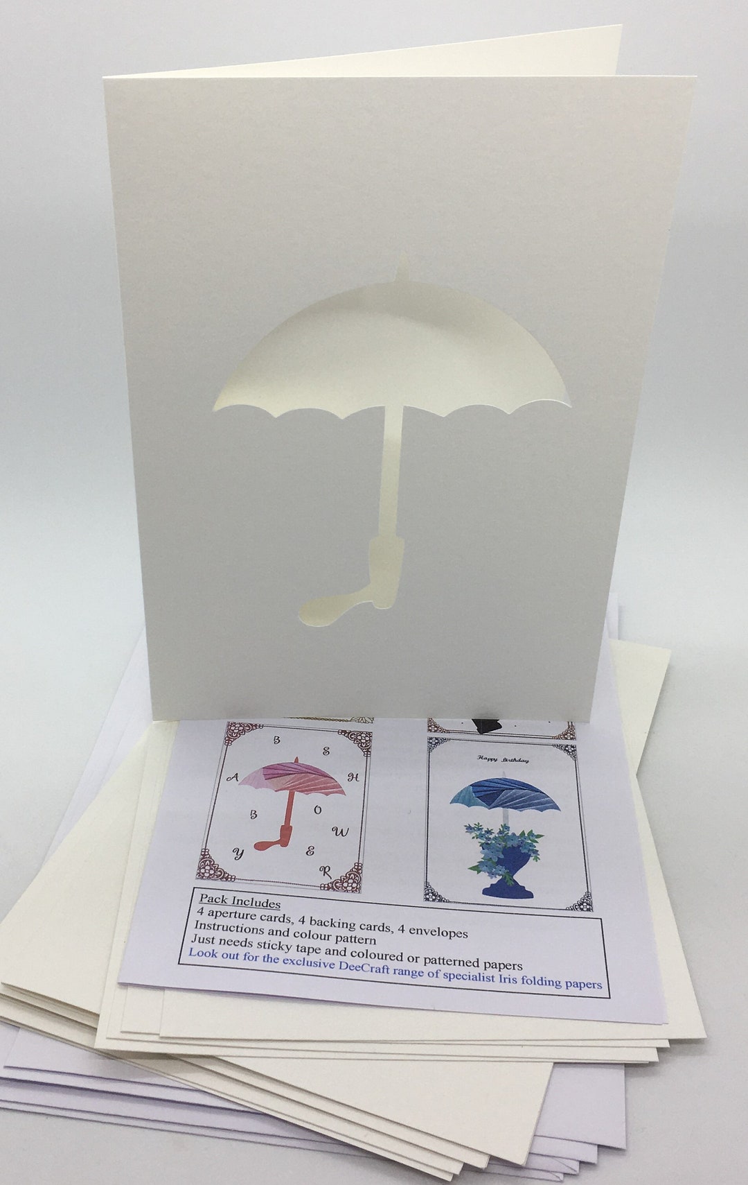Iris Folding Craft Card Pack UMBRELLA X 4 C5 Size Create Stunning Cards ...