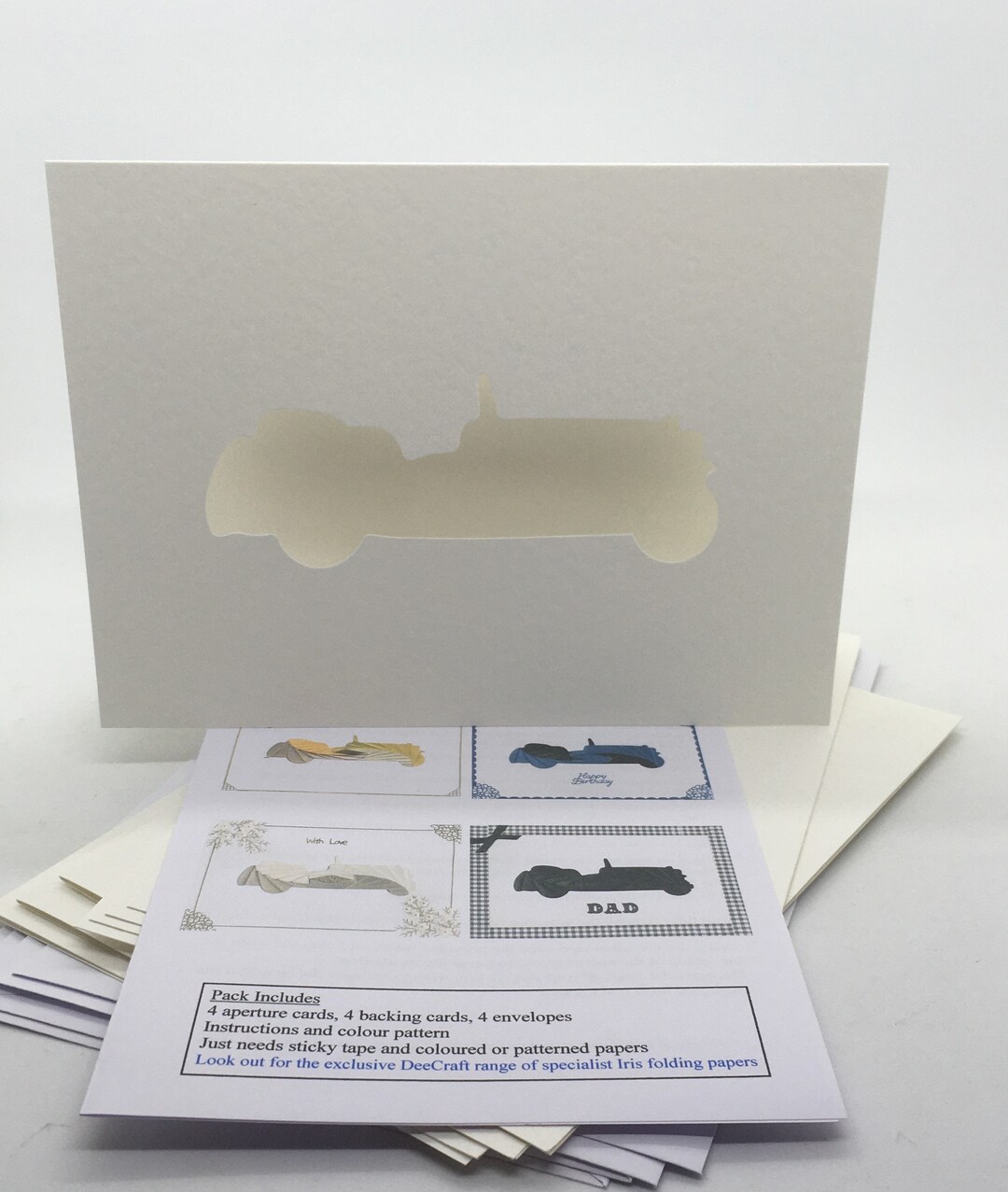 Iris Folding Craft Card Pack CAR VINTAGE X 4 C5 Size Create Stunning ...