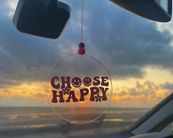 Car charm accessory for rearview mirror | Car charm | Car decor | Car accessory | Acrylic groovy car charm | Various designs and colours