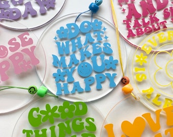 Car charm accessory for rearview mirror | Car charm | Car decor | Car accessory | Acrylic groovy car charm | Various designs and colours