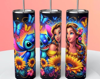 Envoltorio para vaso de 20 oz de Stitch y Princesa