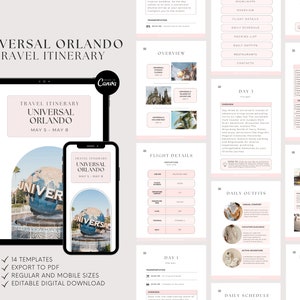 Modello di itinerario del Parco di Orlando degli Universal Studios, Pianificazione mobile, Lista di controllo per le vacanze degli agenti di viaggio, Canva, Agenzia di viaggi, Timeline, Agenda
