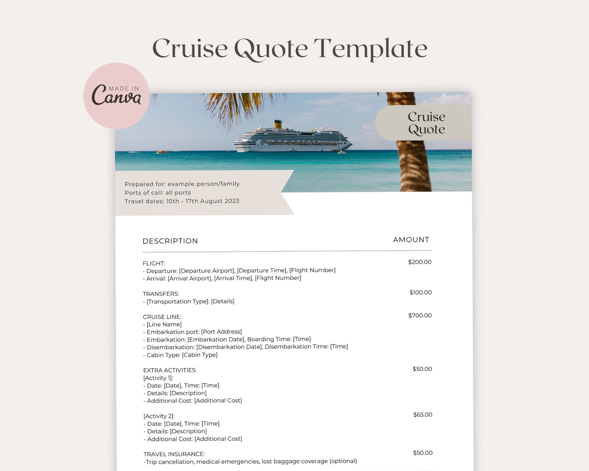 Travel Agent Cruise Quote Template Cruise Vacation Quote Template Travel Agent Cruise Quote Template Cruise Vacation Quote Template