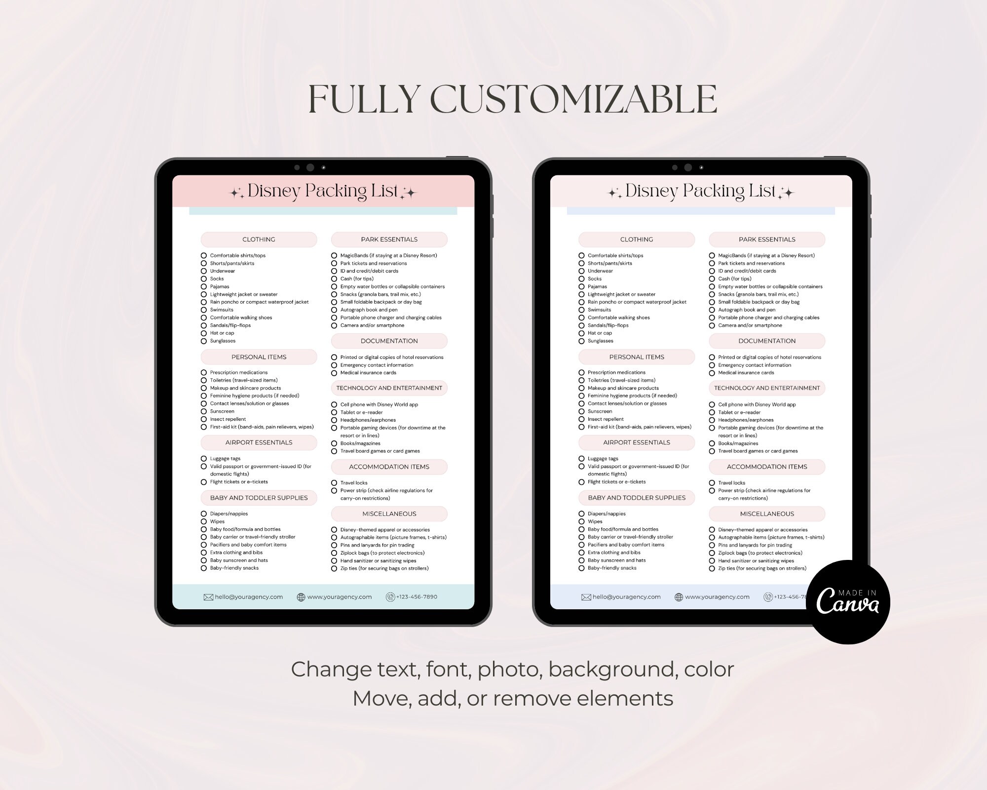 WDW Vacation Packing List, WDW Checklist, Travel Agent Template, Canva ...