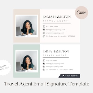 Travel Agent Email Signature Template, Travel Agency Signature, Canva Template, Marketing, Agency, Editable Email Signature