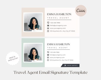 Travel Agent Email Signature Template, Travel Agency Signature, Canva Template, Marketing, Agency, Editable Email Signature