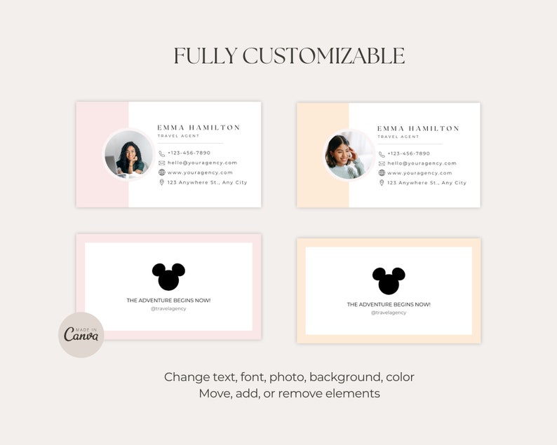 Travel Agent Business Card Template, Travel Agency, Canva Template