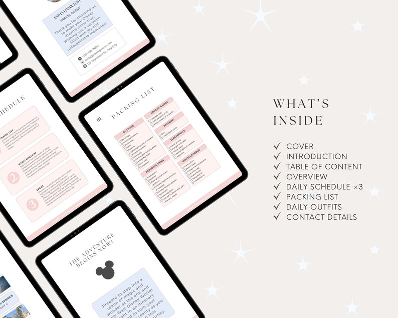 WDW Travel Itinerary Template Travel Planner Tablet WDW Agent