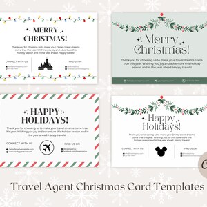 Modèle de carte de Noël d'agent de voyage au client, note de Noël, modèle canva, carte de joyeuses fêtes modifiable pour agent de voyage, agent de voyage WDW