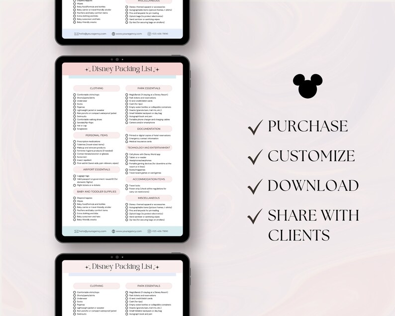 WDW Vacation Packing List, WDW Checklist, Travel Agent Template, Canva ...