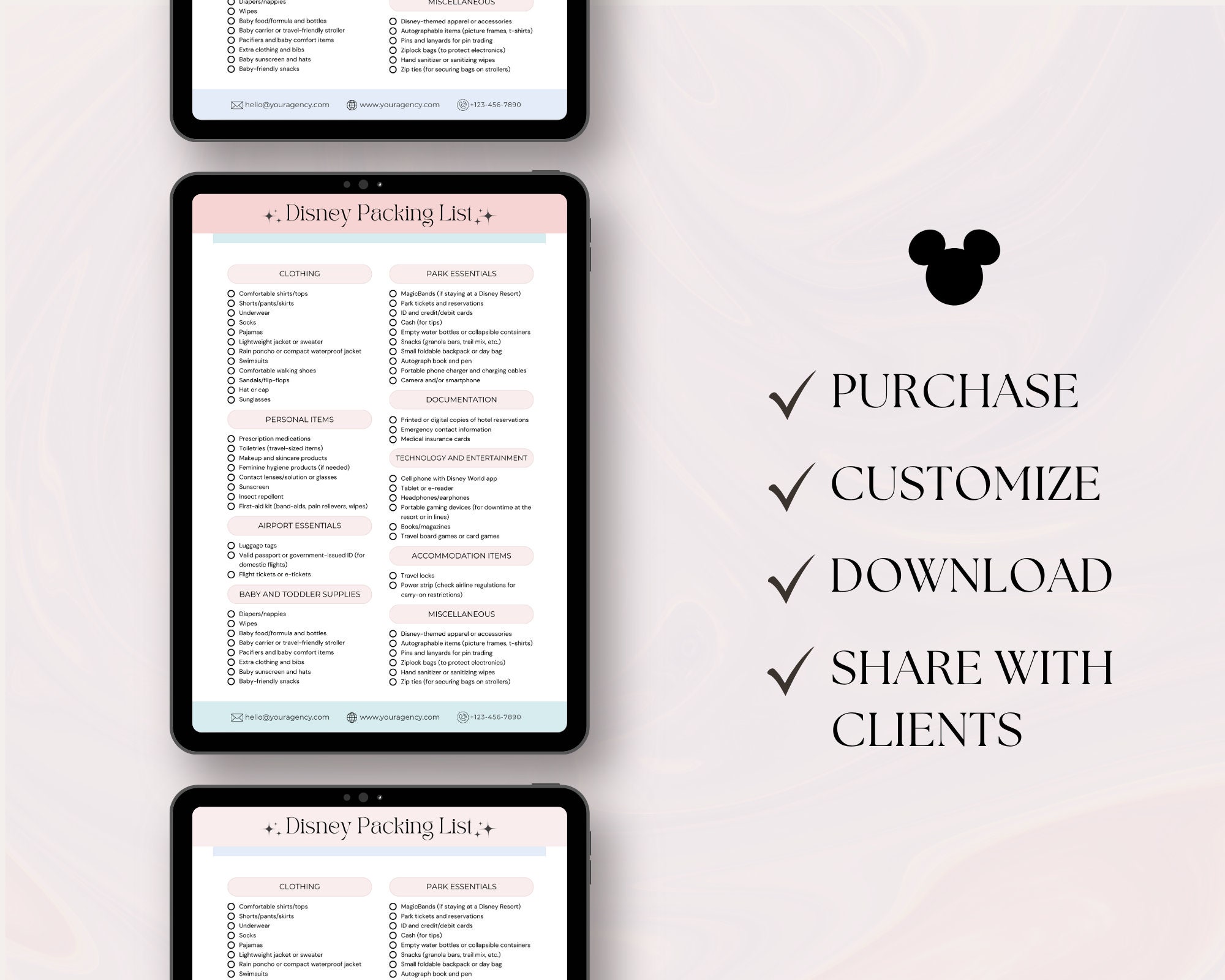 WDW Vacation Packing List, WDW Checklist, Travel Agent Template, Canva ...