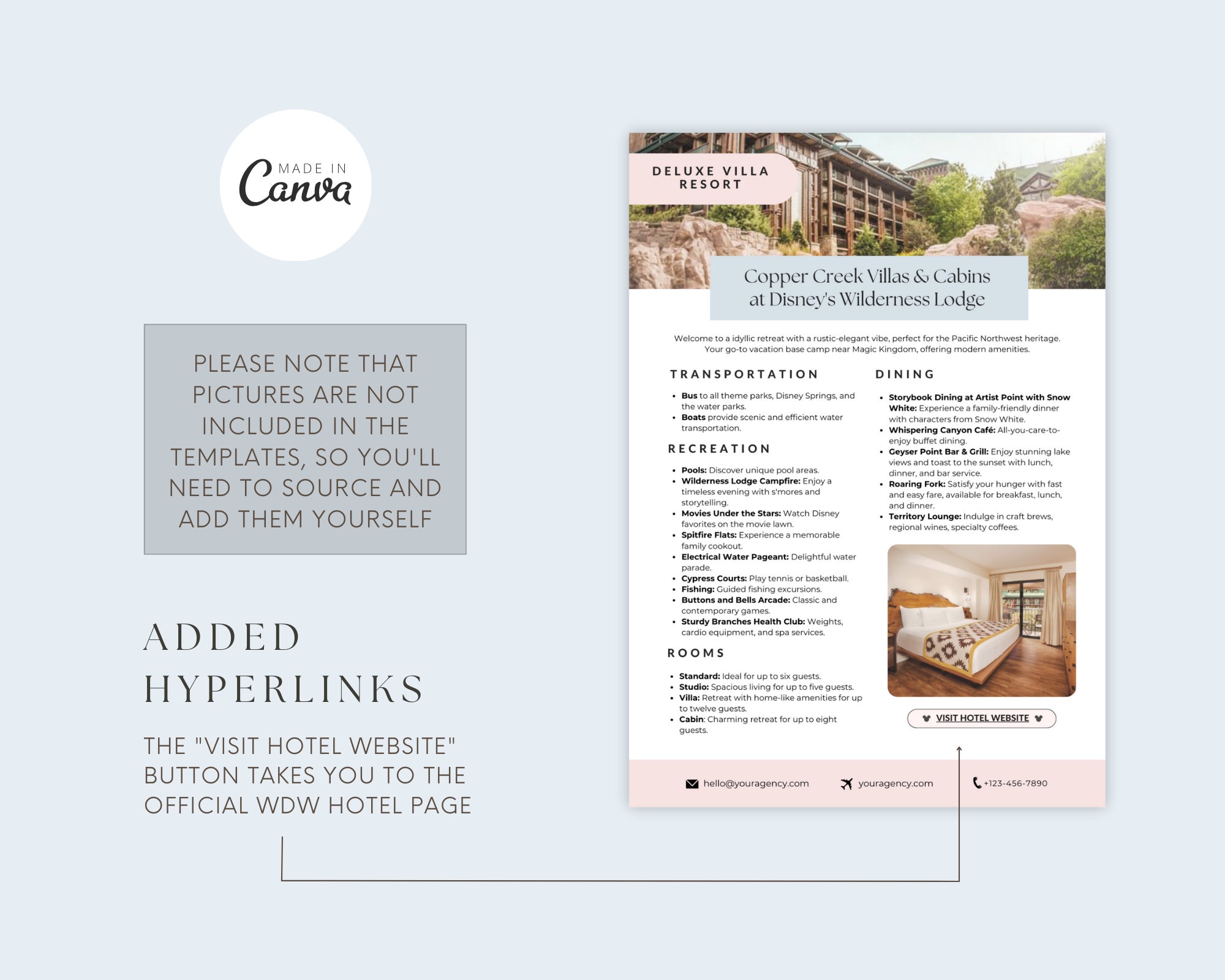 WDW Resort Guide, WDW Resort Cards, Travel Agent Template, WDW Agent ...