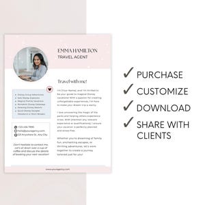 WDW Travel Agent Bio Template, Travel Agent Intro, Canva, Travel Agent ...