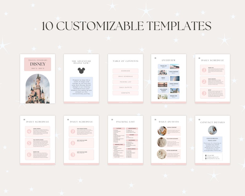 WDW Travel Itinerary Template Travel Planner Tablet WDW Agent